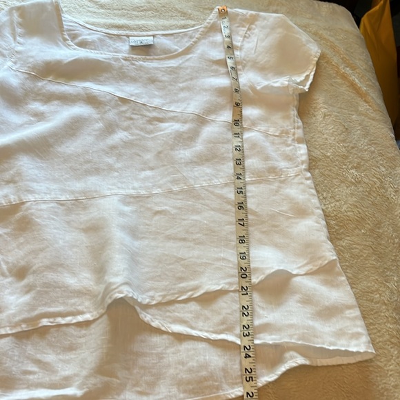 LINEN Click by Color Me Cotton- crisp white short sleeve women's small boxy top - Picture 8 of 9